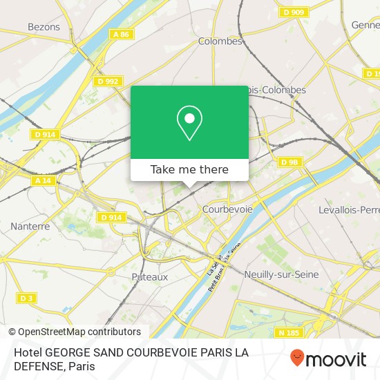 Hotel GEORGE SAND COURBEVOIE PARIS LA DEFENSE map