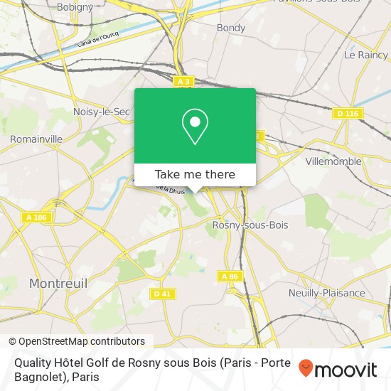 Quality Hôtel Golf de Rosny sous Bois (Paris - Porte Bagnolet) map
