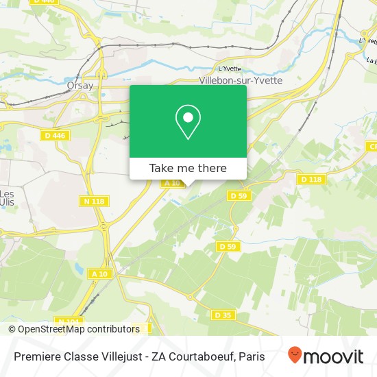 Mapa Premiere Classe Villejust - ZA Courtaboeuf