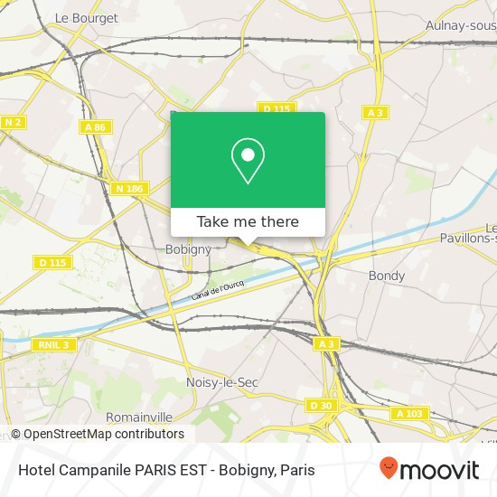 Mapa Hotel Campanile PARIS EST - Bobigny