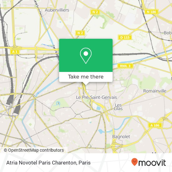 Mapa Atria Novotel Paris Charenton