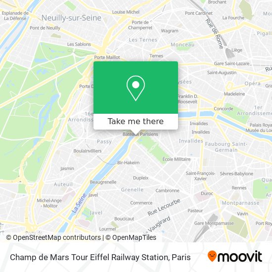 Mapa Champ de Mars Tour Eiffel Railway Station