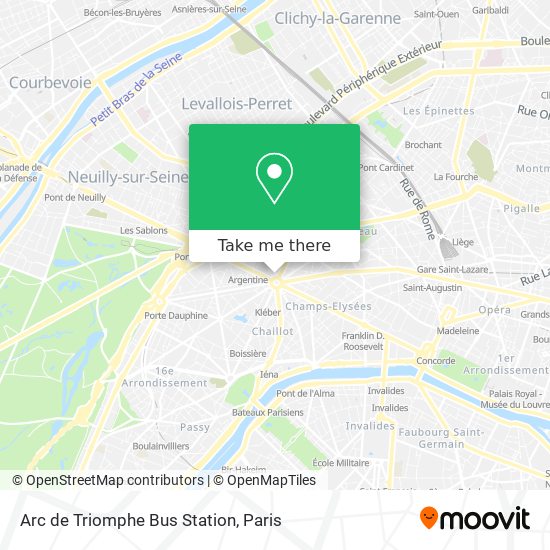 Mapa Arc de Triomphe Bus Station