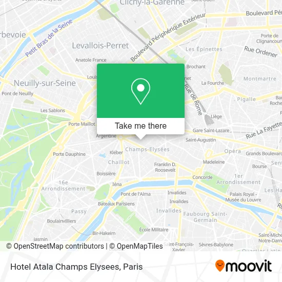Hotel Atala Champs Elysees map