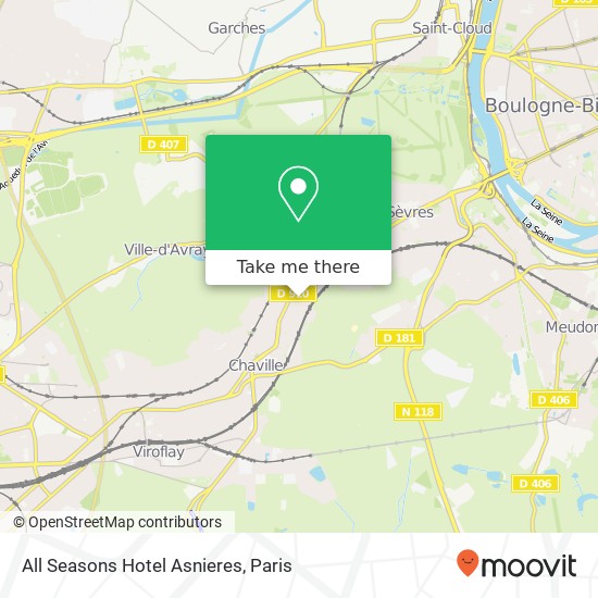 Mapa All Seasons Hotel Asnieres