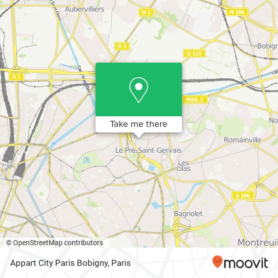 Appart City Paris Bobigny map