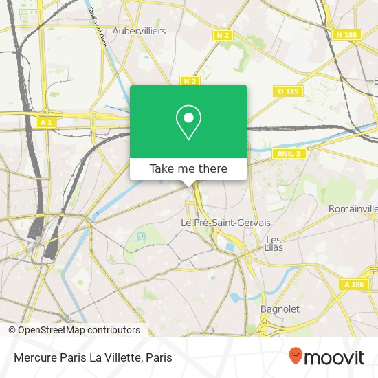 Mapa Mercure Paris La Villette