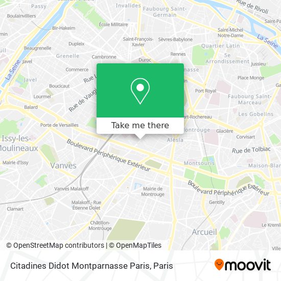 Citadines Didot Montparnasse Paris map