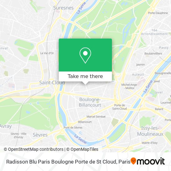 Radisson Blu Paris Boulogne Porte de St Cloud map