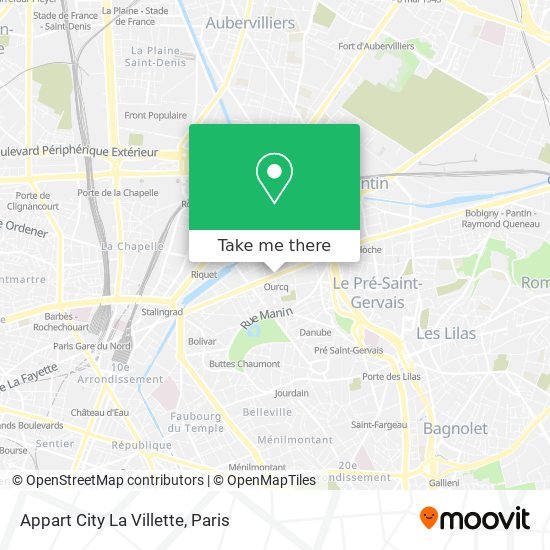 Mapa Appart City La Villette