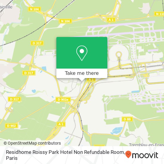 Mapa Residhome Roissy Park Hotel Non Refundable Room