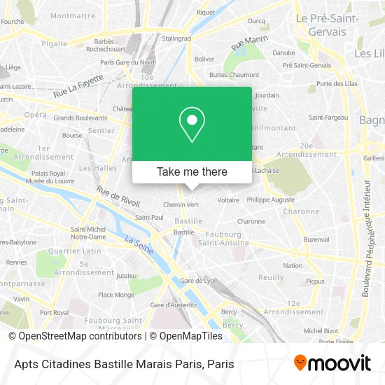 Apts Citadines Bastille Marais Paris map