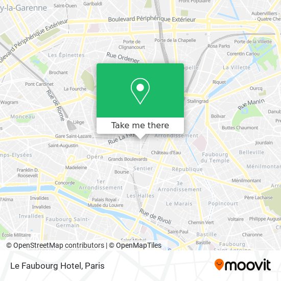 Le Faubourg Hotel map