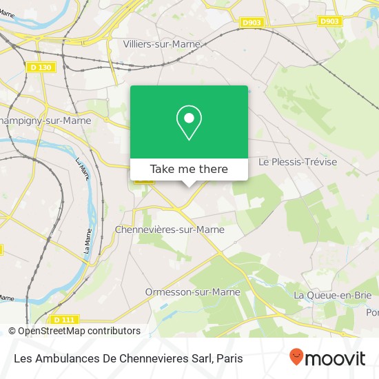 Les Ambulances De Chennevieres Sarl map