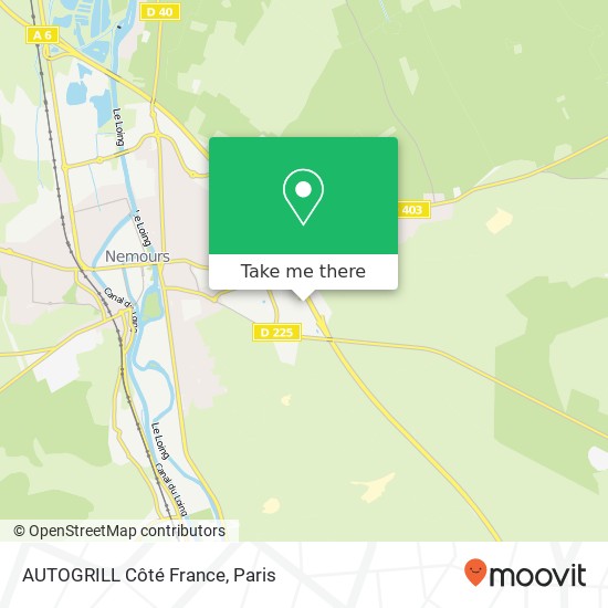 Mapa AUTOGRILL Côté France, A6 77140 Nemours