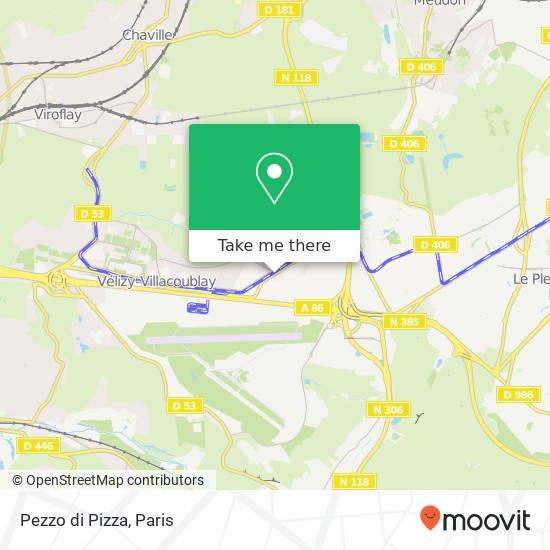 Mapa Pezzo di Pizza, Avenue Morane-Saulnier 78140 Vélizy-Villacoublay