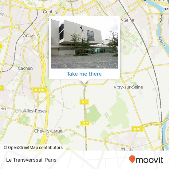 Mapa Le Transverssal, Avenue Louis Aragon 94800 Villejuif