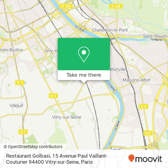 Restaurant Golbasi, 15 Avenue Paul Vaillant-Couturier 94400 Vitry-sur-Seine map