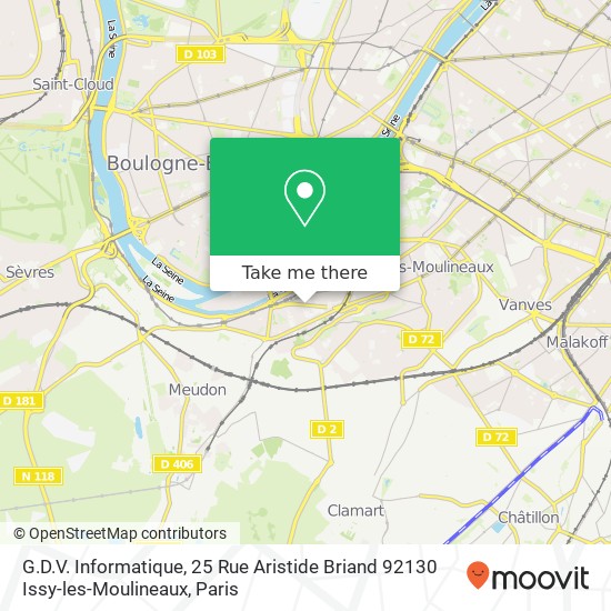Mapa G.D.V. Informatique, 25 Rue Aristide Briand 92130 Issy-les-Moulineaux