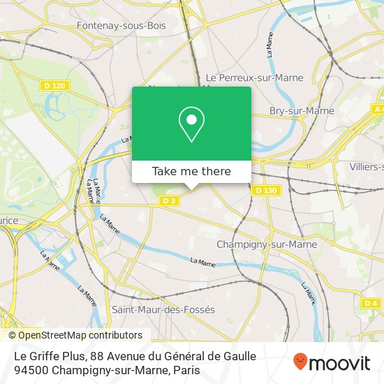 Mapa Le Griffe Plus, 88 Avenue du Général de Gaulle 94500 Champigny-sur-Marne