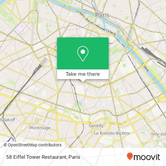 Mapa 58 Eiffel Tower Restaurant, Rue Ferrus 75014 Paris