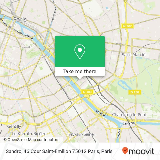 Mapa Sandro, 46 Cour Saint-Émilion 75012 Paris