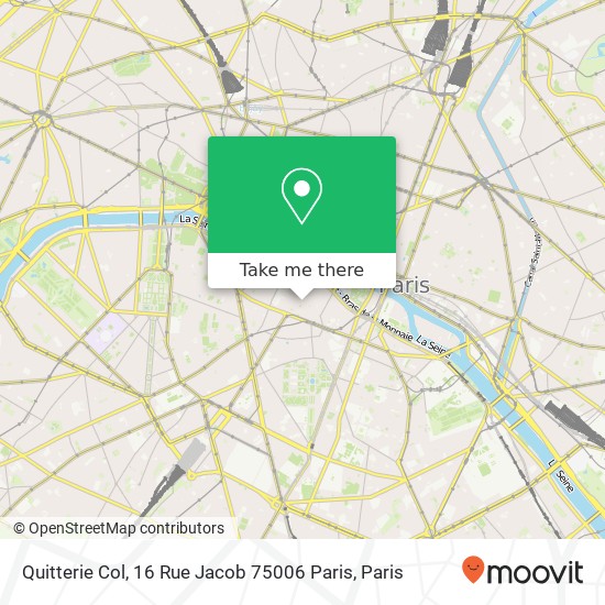 Mapa Quitterie Col, 16 Rue Jacob 75006 Paris