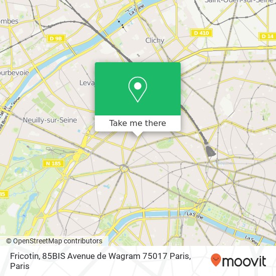 Mapa Fricotin, 85BIS Avenue de Wagram 75017 Paris