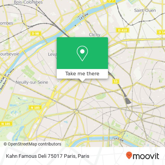 Mapa Kahn Famous Deli 75017 Paris, Rue de Prony 75017 Paris