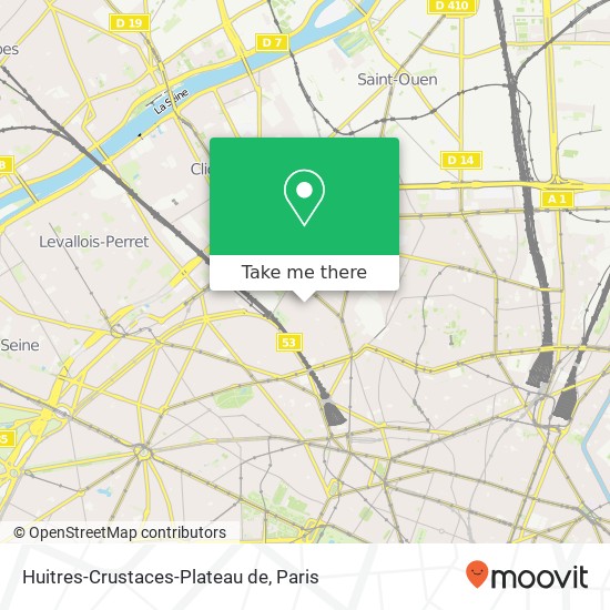 Mapa Huitres-Crustaces-Plateau de, 86 Rue Lemercier 75017 Paris