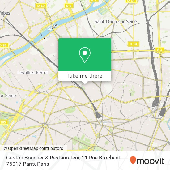 Mapa Gaston Boucher & Restaurateur, 11 Rue Brochant 75017 Paris