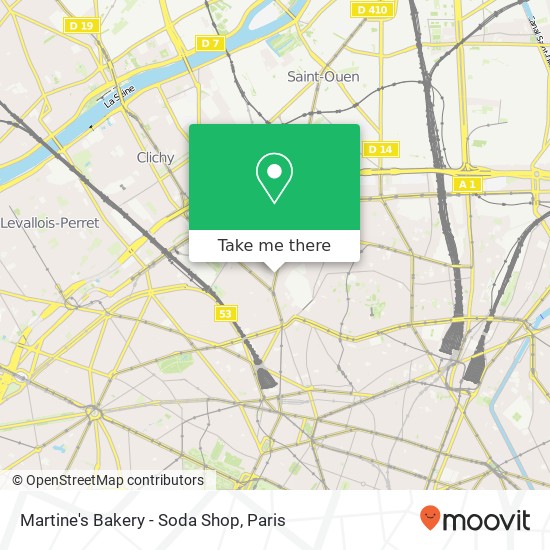 Mapa Martine's Bakery - Soda Shop, 29 Avenue de Saint-Ouen 75017 Paris