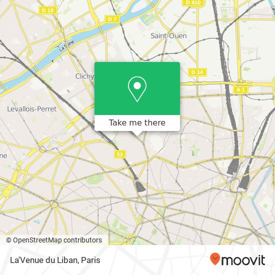 La'Venue du Liban, 90 Avenue de Clichy 75017 Paris map