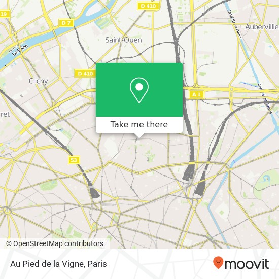 Mapa Au Pied de la Vigne, 104 Rue Caulaincourt 75018 Paris