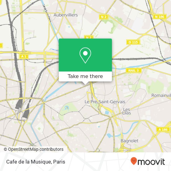 Cafe de la Musique, 213 Avenue Jean Jaurès 75019 Paris map