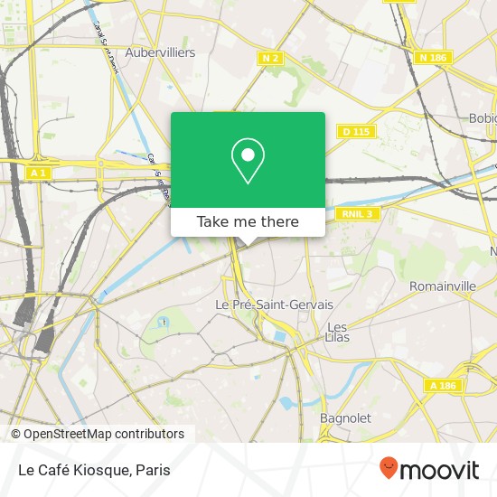 Mapa Le Café Kiosque, 22 Avenue Jean Lolive 93500 Pantin