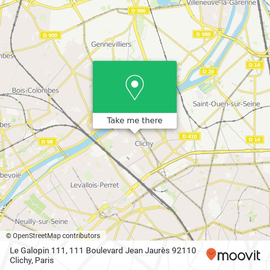 Mapa Le Galopin 111, 111 Boulevard Jean Jaurès 92110 Clichy