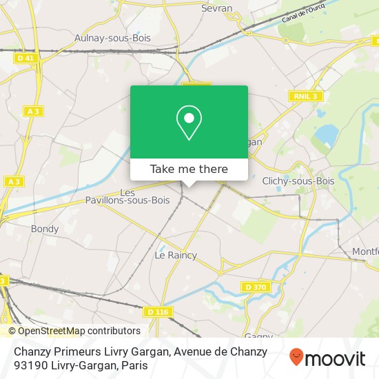 Chanzy Primeurs Livry Gargan, Avenue de Chanzy 93190 Livry-Gargan map