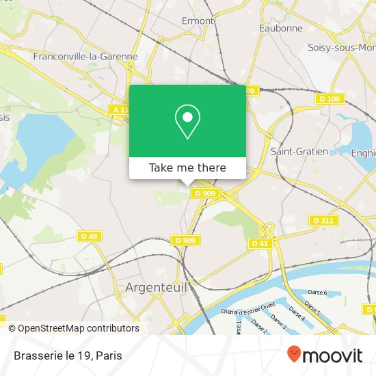 Mapa Brasserie le 19, 3 Rue de la Horionne 95110 Sannois