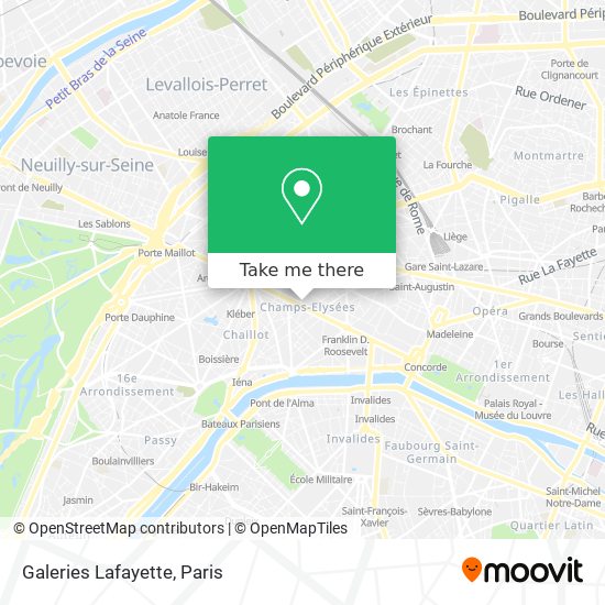 Directions to the Théâtre Mogador near the Galeries Lafayette