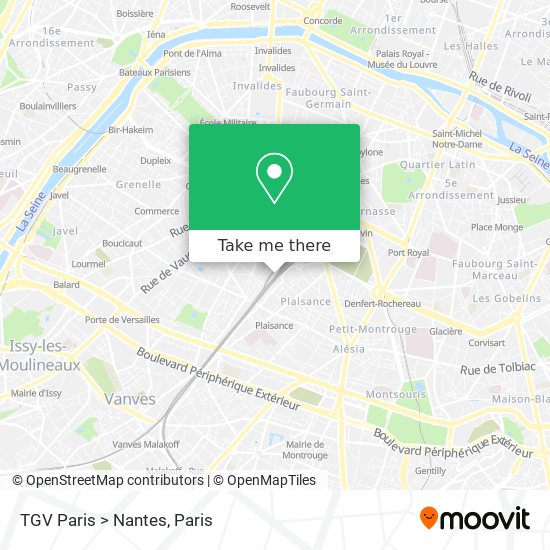 TGV Paris > Nantes map