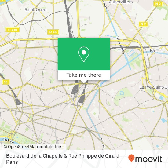 Mapa Boulevard de la Chapelle & Rue Philippe de Girard