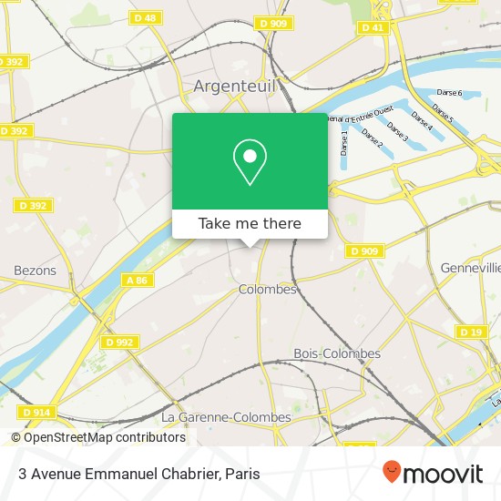 Mapa 3 Avenue Emmanuel Chabrier