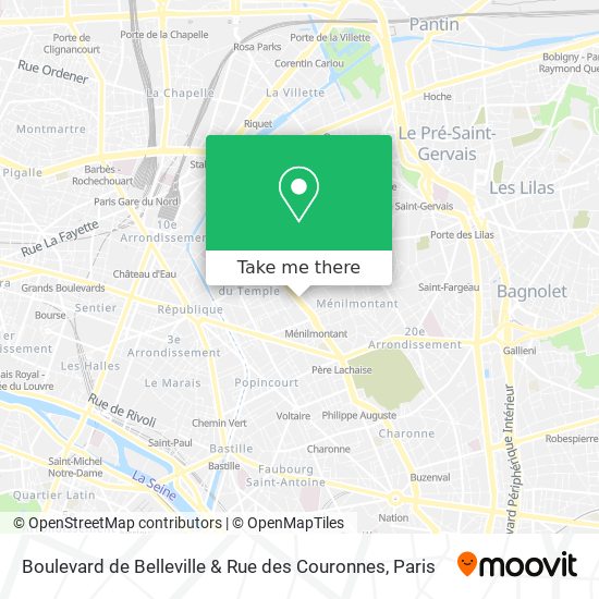 Mapa Boulevard de Belleville & Rue des Couronnes