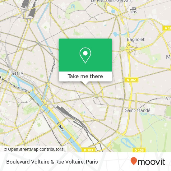 Mapa Boulevard Voltaire & Rue Voltaire