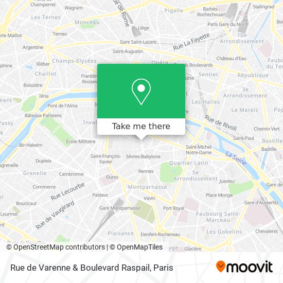 Rue de Varenne & Boulevard Raspail map