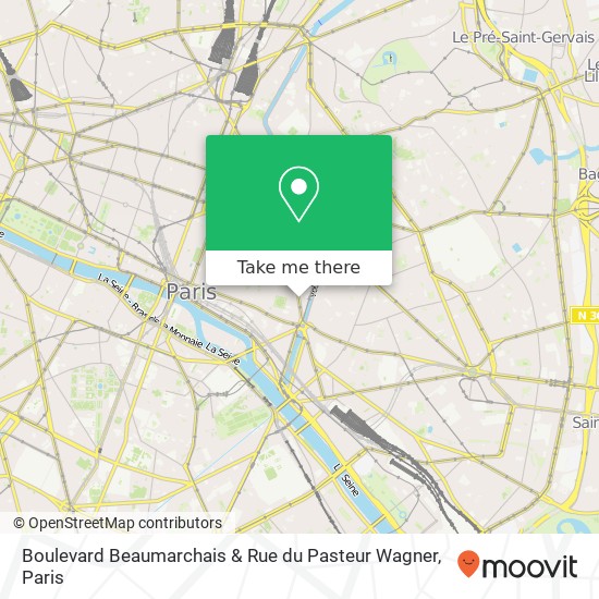 Mapa Boulevard Beaumarchais & Rue du Pasteur Wagner