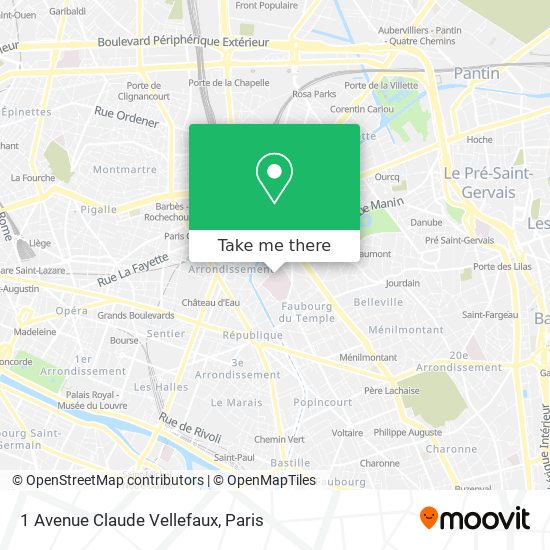 Mapa 1 Avenue Claude Vellefaux