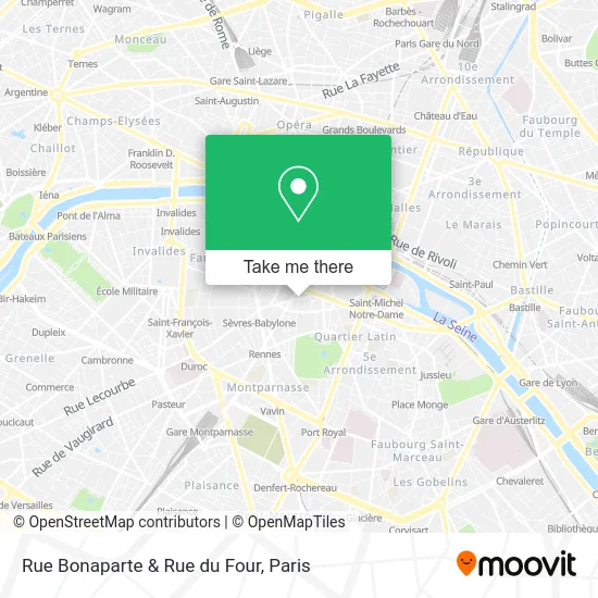 Rue Bonaparte & Rue du Four map