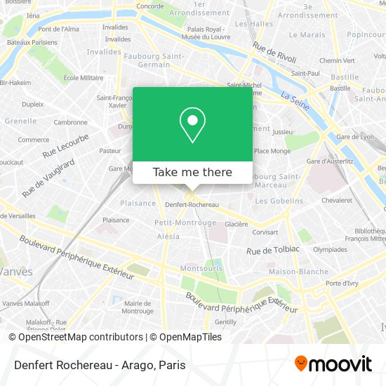 Denfert Rochereau - Arago map